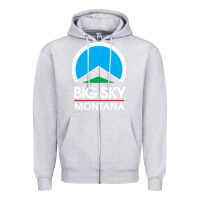 Heather Grey big sky montana Zipper Hoodie - linhVisuals