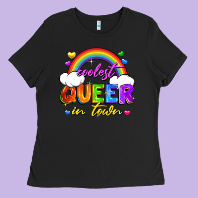 Coolest Queer In Town Ladies Tee Designed By Fadigitalartstudio