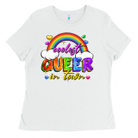 White Coolest queer in town Ladies Tee - FaDigitalArtStudio