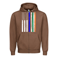 Chestnut irish american flag thin blue line police st. patrick's day long sleev Zipper Hoodie - linhVisuals