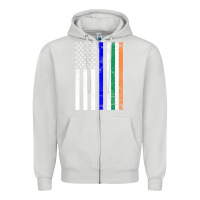 Dove Grey irish american flag thin blue line police st. patrick's day long sleev Zipper Hoodie - linhVisuals