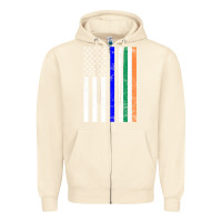 Sandshell irish american flag thin blue line police st. patrick's day long sleev Zipper Hoodie - linhVisuals