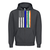 Smoke irish american flag thin blue line police st. patrick's day long sleev Zipper Hoodie - linhVisuals