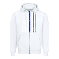 White irish american flag thin blue line police st. patrick's day long sleev Zipper Hoodie - linhVisuals