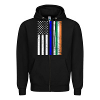 Black irish american flag thin blue line police st. patrick's day long sleev Zipper Hoodie - linhVisuals