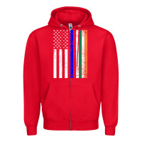 Red irish american flag thin blue line police st. patrick's day long sleev Zipper Hoodie - linhVisuals