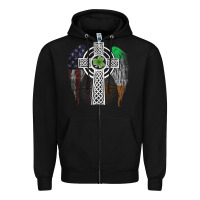 Black irish american usa flag celtic cross st patrick's day premium t shirt Zipper Hoodie - linhVisuals