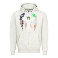 Oatmeal Heather irish american usa flag celtic cross st patrick's day premium t shirt Zipper Hoodie - linhVisuals