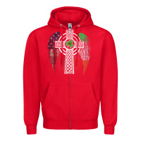 Red irish american usa flag celtic cross st patrick's day premium t shirt Zipper Hoodie - linhVisuals
