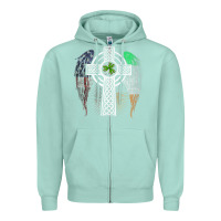 Seafoam irish american usa flag celtic cross st patrick's day premium t shirt Zipper Hoodie - linhVisuals