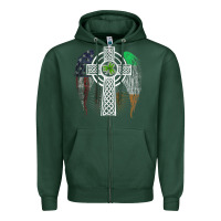 Sports Green irish american usa flag celtic cross st patrick's day premium t shirt Zipper Hoodie - linhVisuals