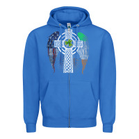 True Royal irish american usa flag celtic cross st patrick's day premium t shirt Zipper Hoodie - linhVisuals
