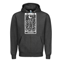Charcoal Heather mothman   the moon Zipper Hoodie - linhVisuals