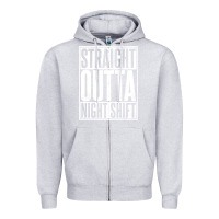 Heather Grey straight outta night shift Zipper Hoodie - linhVisuals