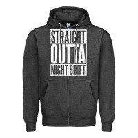 Charcoal Heather straight outta night shift Zipper Hoodie - linhVisuals