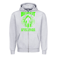 Heather Grey bigfoot believer t  shirt bigfoot doesnt believe in you either t  shir Zipper Hoodie - linhVisuals