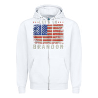 White let’s go brandon funny vintage american flag tank top Zipper Hoodie - linhVisuals