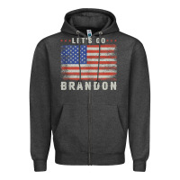 Charcoal Heather let’s go brandon funny vintage american flag tank top Zipper Hoodie - linhVisuals