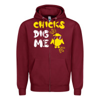 Burgundy chicks dig me Zipper Hoodie - linhVisuals