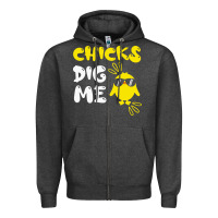 Charcoal Heather chicks dig me Zipper Hoodie - linhVisuals