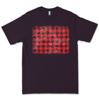 Plum distressed buffalo plaid background Premium Tee - CowCowDesign