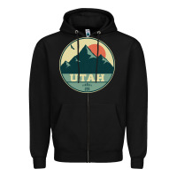 Black utah retro mountain badge Zipper Hoodie - linhVisuals