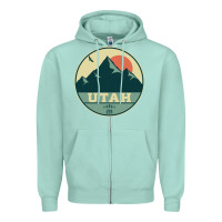Seafoam utah retro mountain badge Zipper Hoodie - linhVisuals