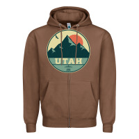 Chestnut utah retro mountain badge Zipper Hoodie - linhVisuals