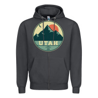Smoke utah retro mountain badge Zipper Hoodie - linhVisuals