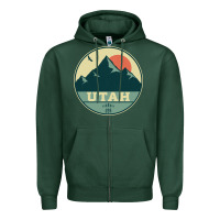 Sports Green utah retro mountain badge Zipper Hoodie - linhVisuals