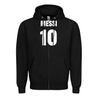 Black messi 10 Zipper Hoodie - linhVisuals