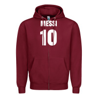Burgundy messi 10 Zipper Hoodie - linhVisuals