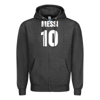 Charcoal Heather messi 10 Zipper Hoodie - linhVisuals
