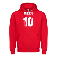 Red messi 10 Zipper Hoodie - linhVisuals