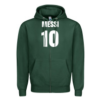 Sports Green messi 10 Zipper Hoodie - linhVisuals