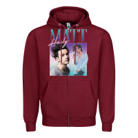 Burgundy matt healy homage Zipper Hoodie - linhVisuals