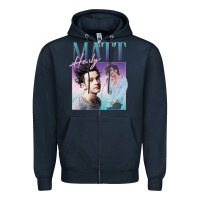 Navy matt healy homage Zipper Hoodie - linhVisuals
