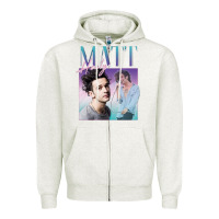 Oatmeal Heather matt healy homage Zipper Hoodie - linhVisuals