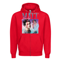 Red matt healy homage Zipper Hoodie - linhVisuals