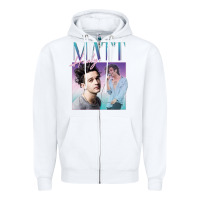 White matt healy homage Zipper Hoodie - linhVisuals