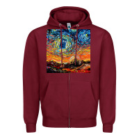 Burgundy van gogh never saw gallifrey Zipper Hoodie - linhVisuals