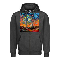 Charcoal Heather van gogh never saw gallifrey Zipper Hoodie - linhVisuals