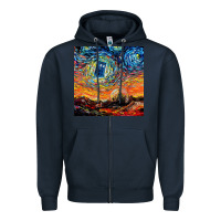 Navy van gogh never saw gallifrey Zipper Hoodie - linhVisuals