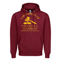 Burgundy vincent gambini law offices Zipper Hoodie - linhVisuals