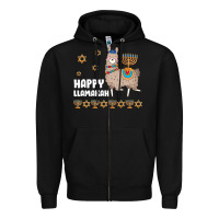 Black happy llamakah llama withorah jewish Zipper Hoodie - linhVisuals