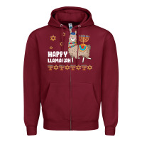 Burgundy happy llamakah llama withorah jewish Zipper Hoodie - linhVisuals