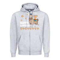 Heather Grey happy llamakah llama withorah jewish Zipper Hoodie - linhVisuals