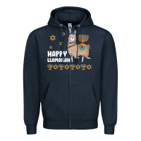 Navy happy llamakah llama withorah jewish Zipper Hoodie - linhVisuals