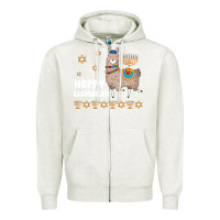 Oatmeal Heather happy llamakah llama withorah jewish Zipper Hoodie - linhVisuals
