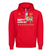 Red happy llamakah llama withorah jewish Zipper Hoodie - linhVisuals